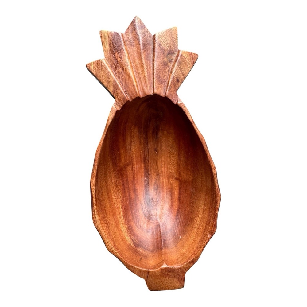 KAMANI Hawaiian Handcrafted Pineapple Solid Wood (10"x4.5"x2") Serving Dish Bowl